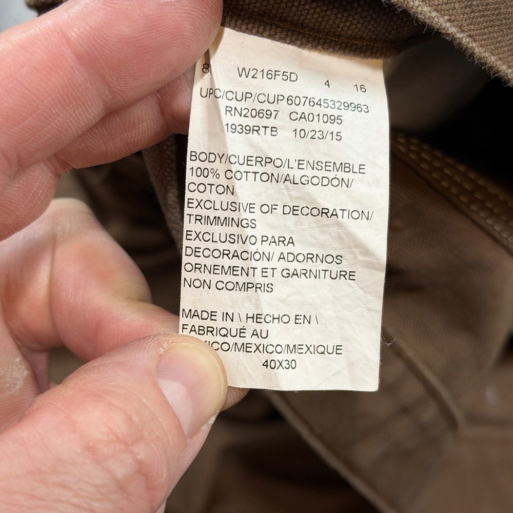 Dickies Carpenter Pants Mens 40x30 Brown Duck Canvas Workwear Utility Relaxed - Picture 11 of 15